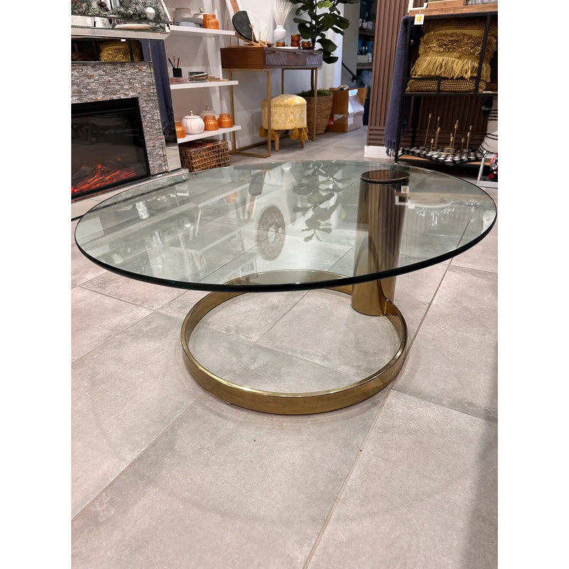1970s Mid Century Mod - Pace Cantilevered Cocktail Table in Brass by Leon Rosen - Home Works