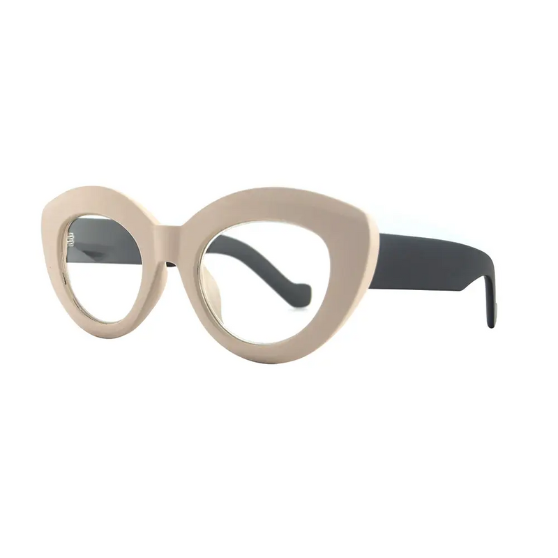 Blue Light Reading Glasses in Cream & Black - Home Works