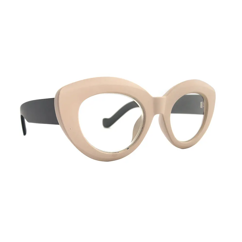 Blue Light Reading Glasses in Cream & Black - Home Works