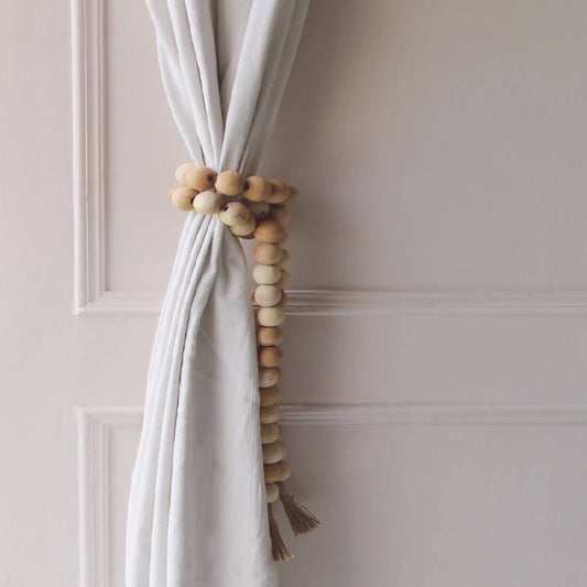 Farmhouse Wooden Beads With Jute Tassels - Home Works