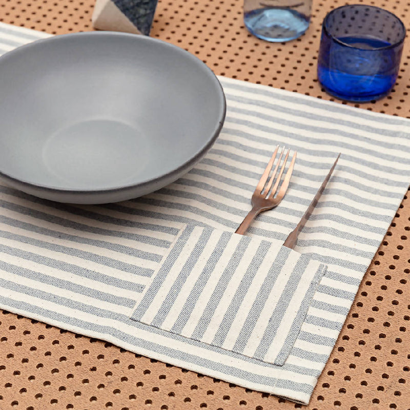 Placemats - Striped With Pocket / Set Of 4 - Home Works