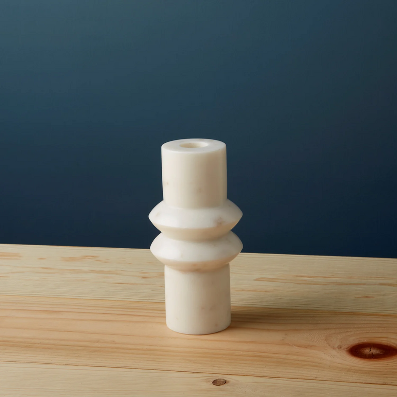 Aruna Marble Candlestick Holder, Short - Home Works