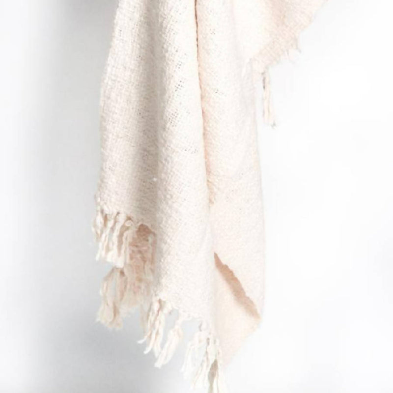 Textured Oxford Throw Blanket Cream - Home Works