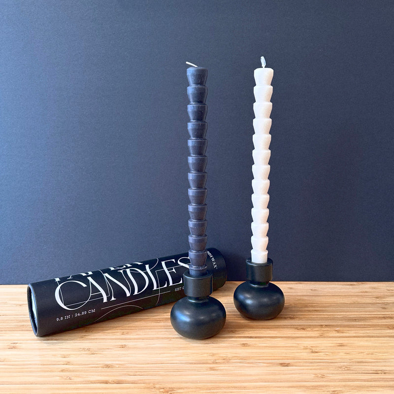 Black & White Taper Candles Set of 4 - Home Works