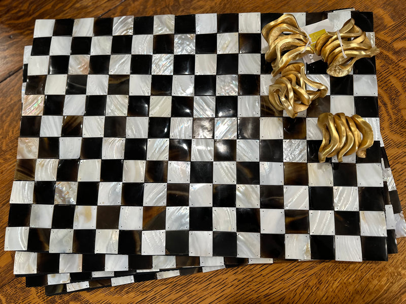 Black Horn & Mother of Pearl Placemats, Set of 4 - Home Works