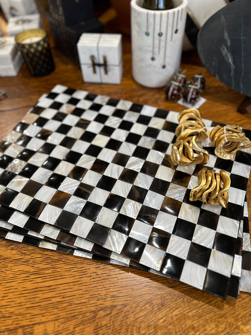 Black Horn & Mother of Pearl Placemats, Set of 4 - Home Works