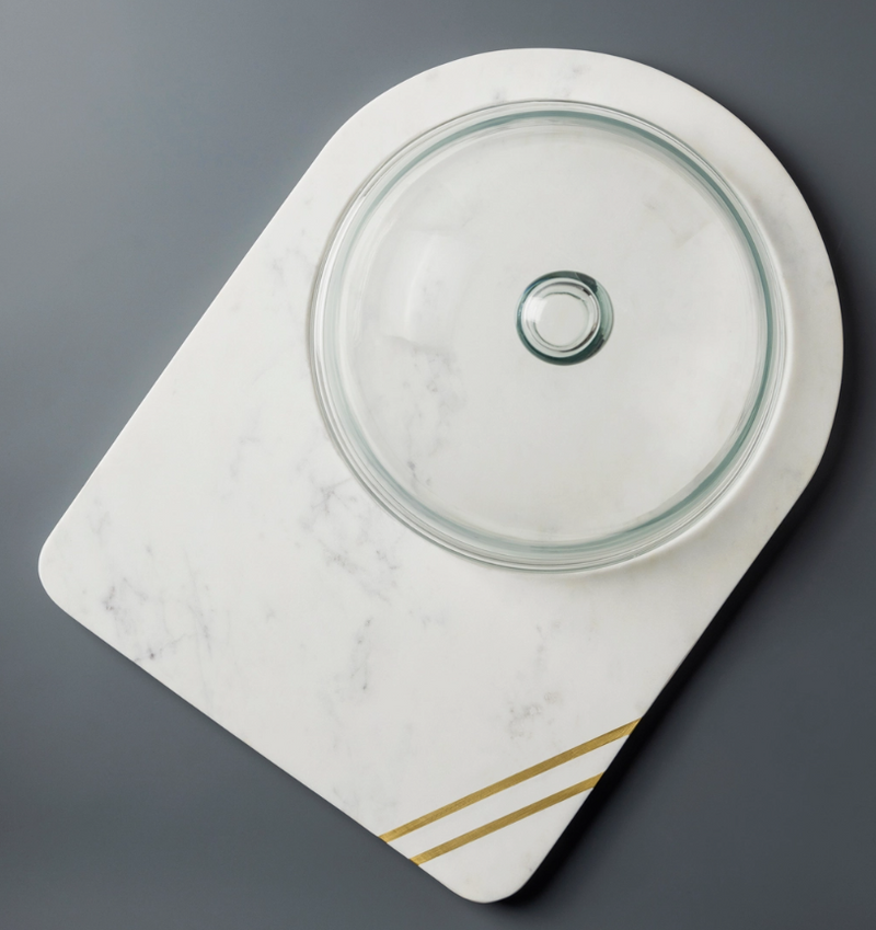 Bavaria Marble Cheese Board with Glass Cloche - Home Works