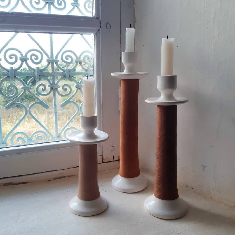 Leather-Wrapped Candle Holder - Home Works