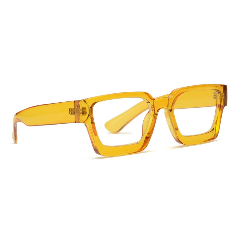 Blue Light Reading Glasses in Yellow - Home Works