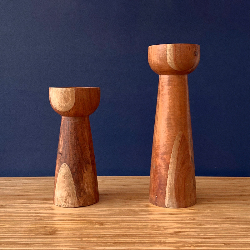 Wood Pillar Candle Holders - Set of 3 - Home Works