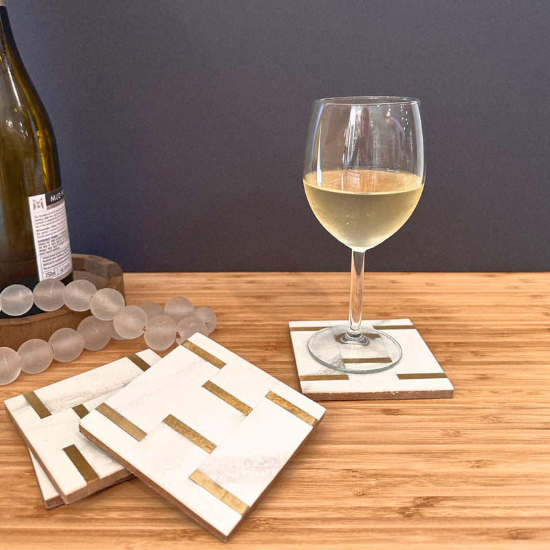 Resin & Brass Coaster Set of 4 - Home Works