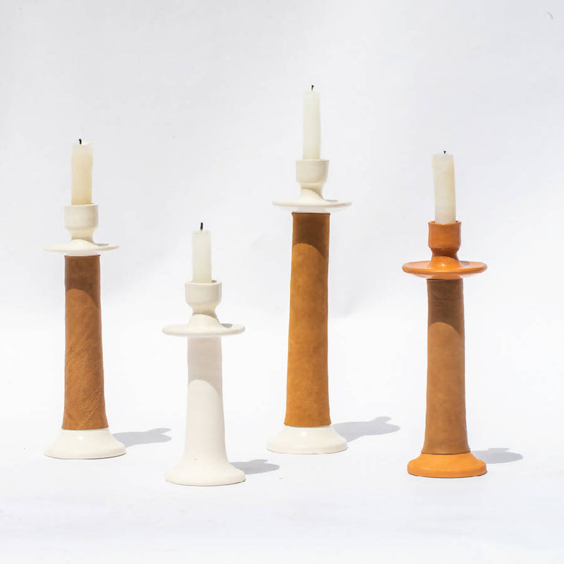Leather-Wrapped Candle Holder - Home Works