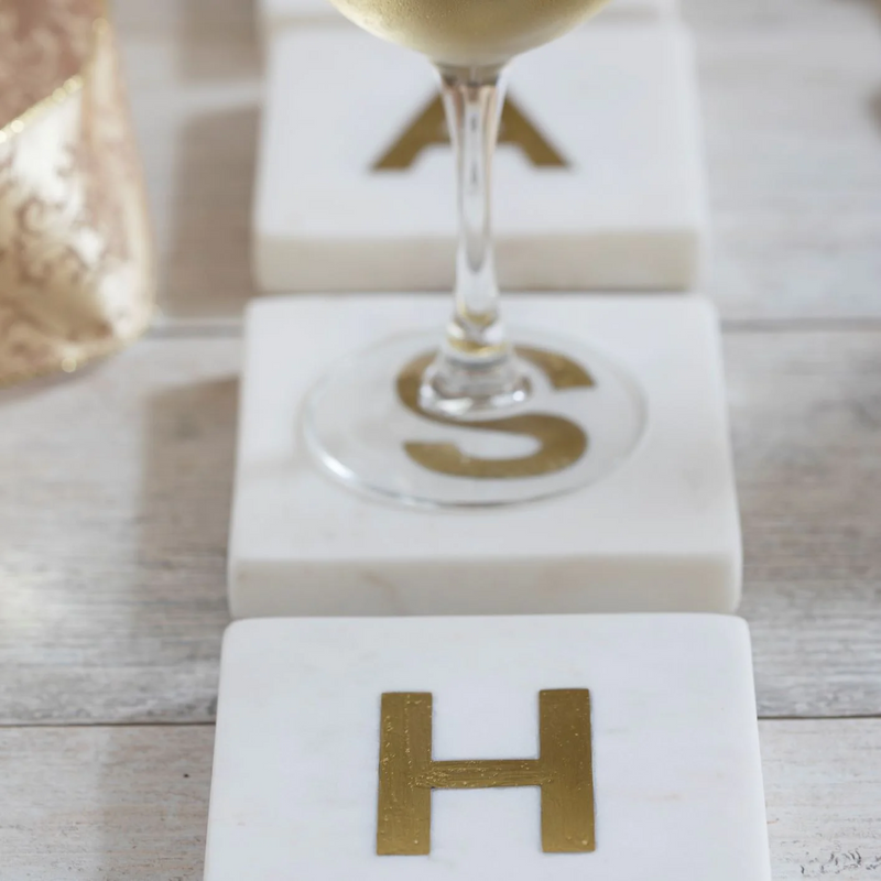 Verona Marble Monogram Coasters Set of 4 - Letter B - Home Works