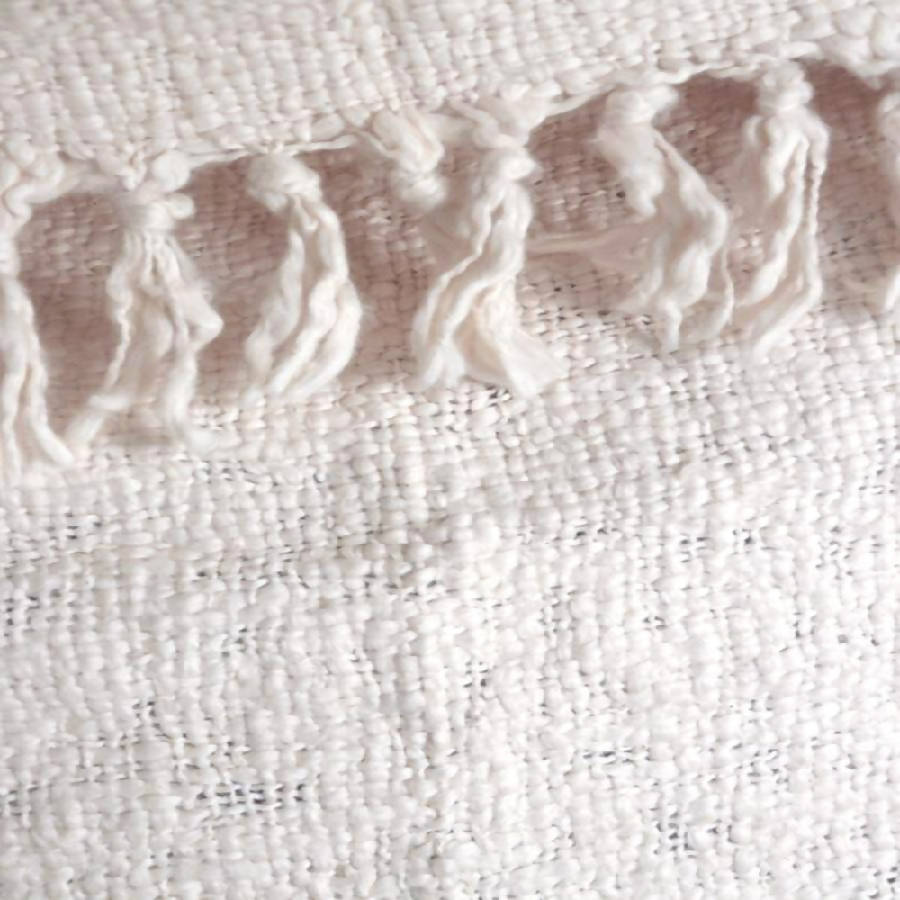 Textured Oxford Throw Blanket Cream - Home Works