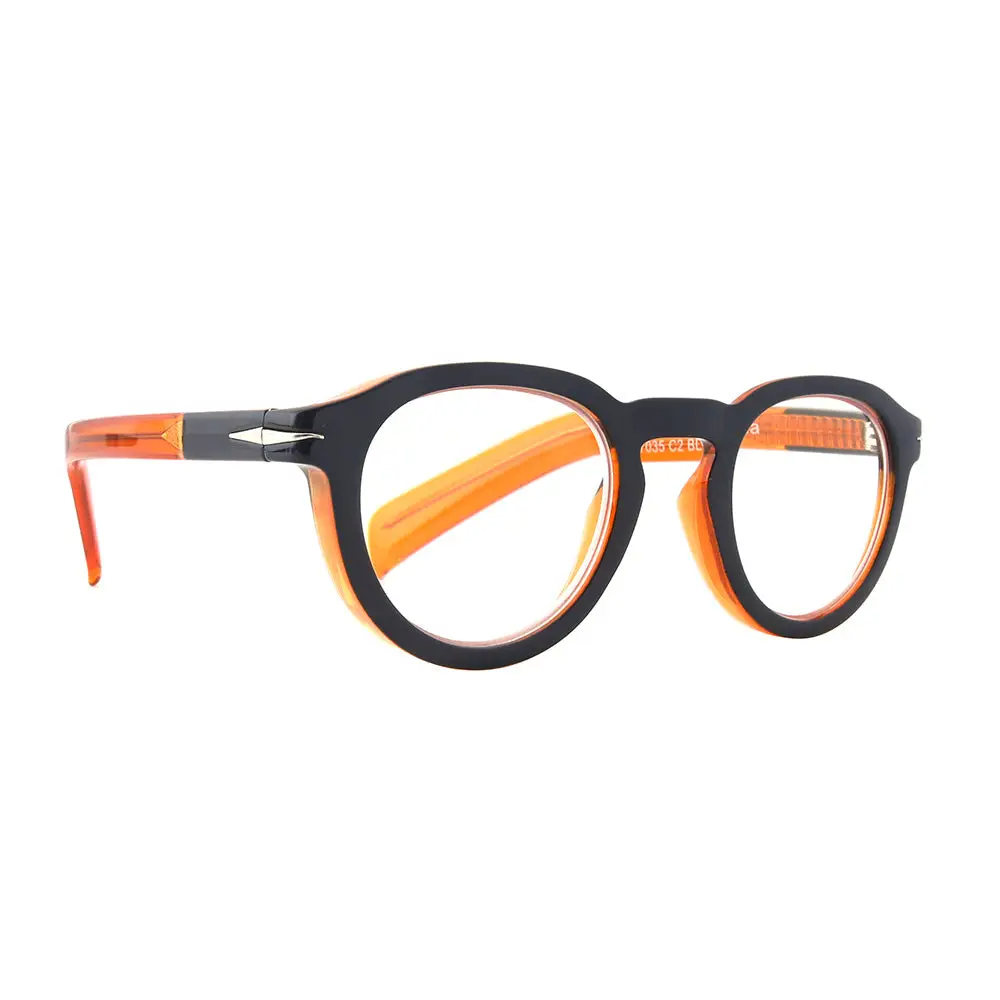 Blue Light Reading Glasses in Navy Blue & Transparent Orange - Home Works