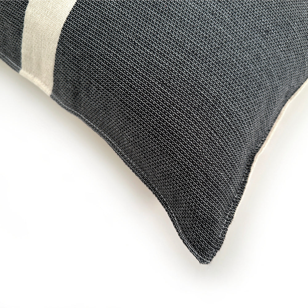 Woven Block Pillow Case - Natural with Black 20 x 20 - Home Works