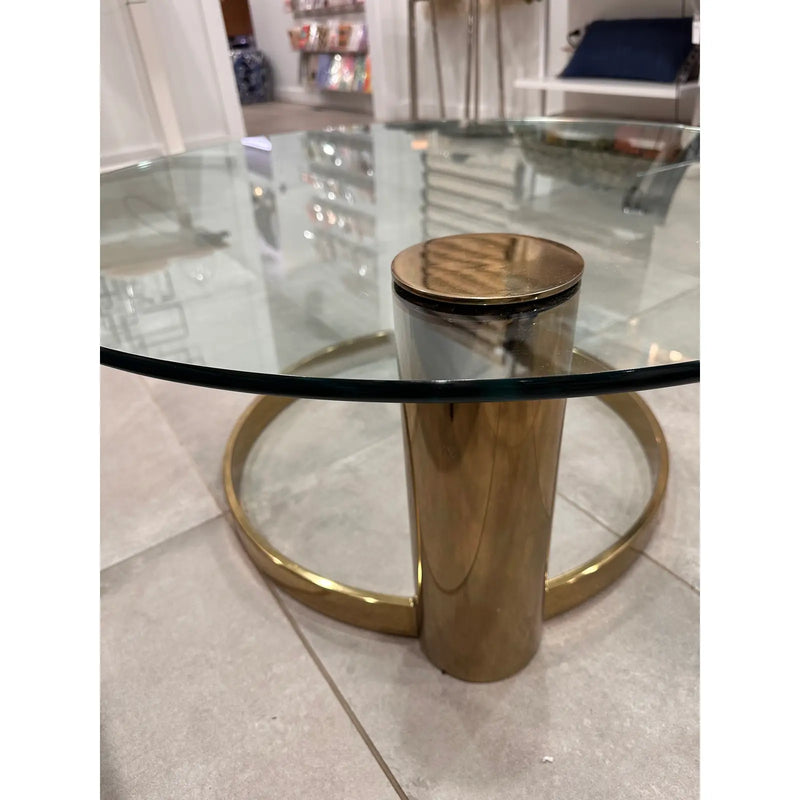 1970s Mid Century Mod - Pace Cantilevered Cocktail Table in Brass by Leon Rosen - Home Works