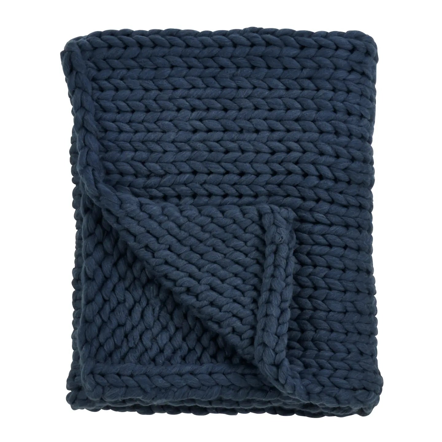 Chunky Knit Throw Ocean Blue - Home Works