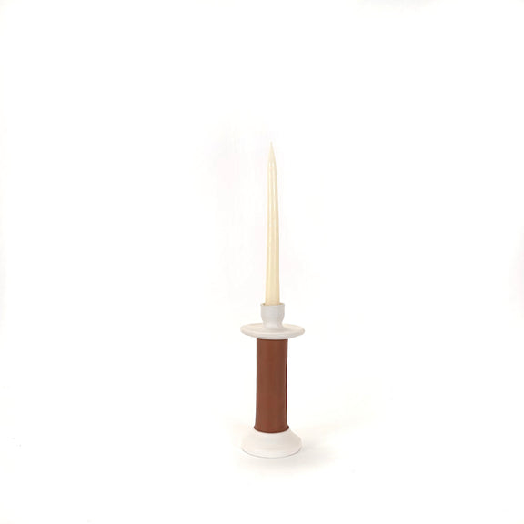Leather-Wrapped Candle Holder - Home Works