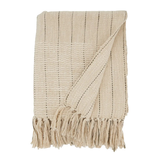 Rustic Stripe Throw Blanket with Fringe - Home Works