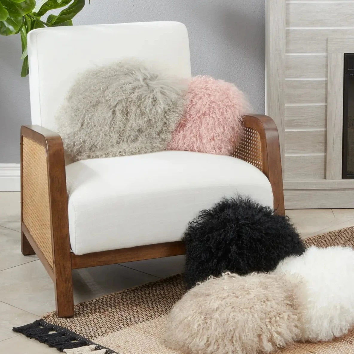 Mongolian Lamb Fur Pillow - Home Works