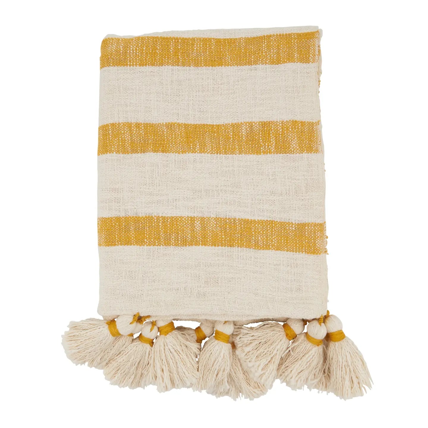 Mustard Stripe Tassel Throw - Home Works