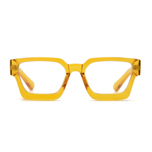 Blue Light Reading Glasses in Yellow - Home Works