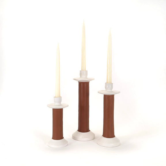 Leather-Wrapped Candle Holder - Home Works