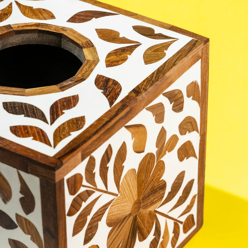 Jodhpur Wood Inlay Decorative Tissue Box Cover - Home Works