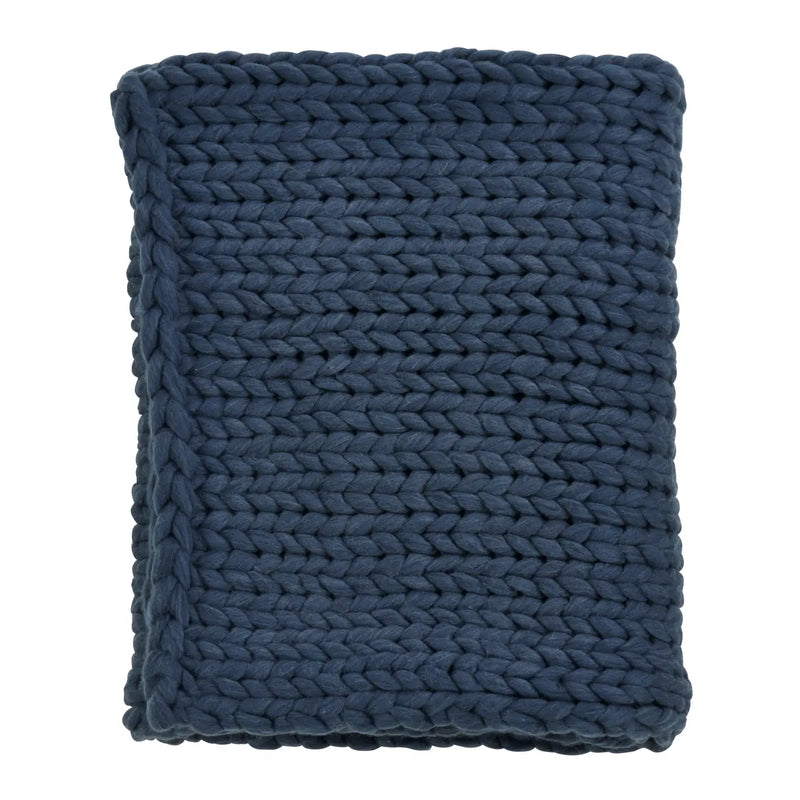 Chunky Knit Throw Ocean Blue - Home Works