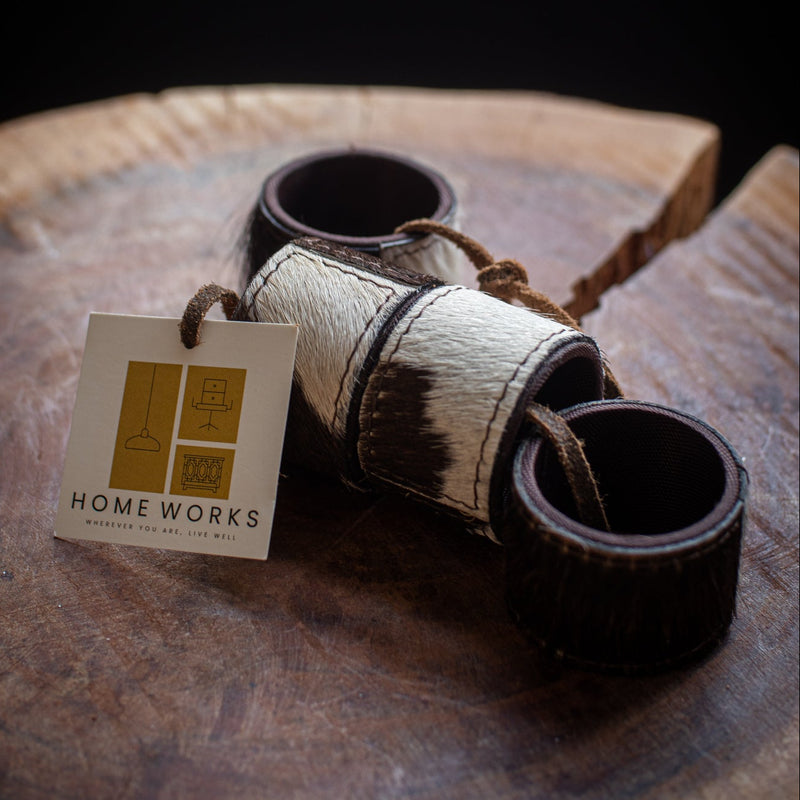 Cowhide Napkin Rings Set4 - Home Works