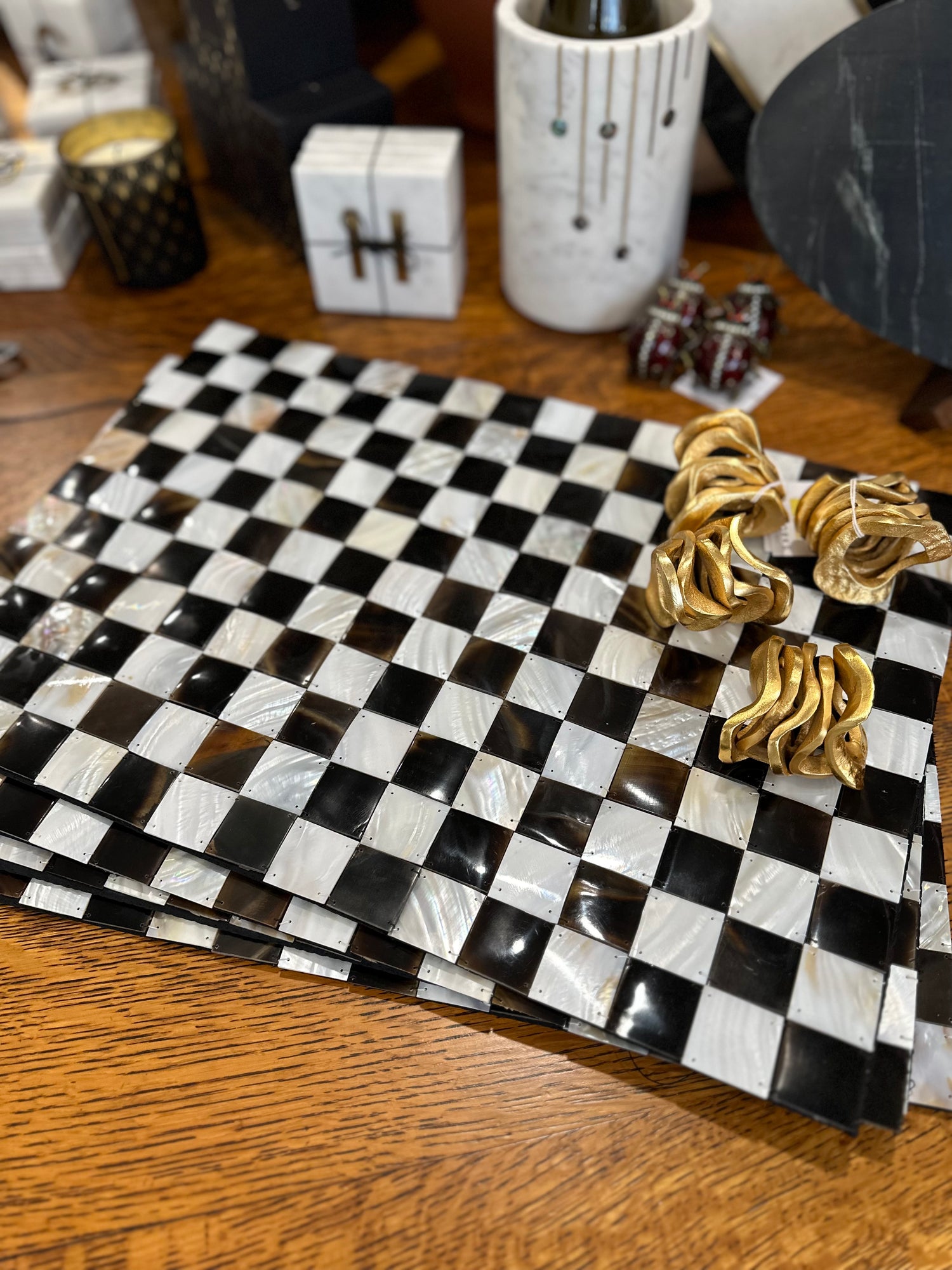 Black Horn & Mother of Pearl Placemats, Set of 4 - Home Works