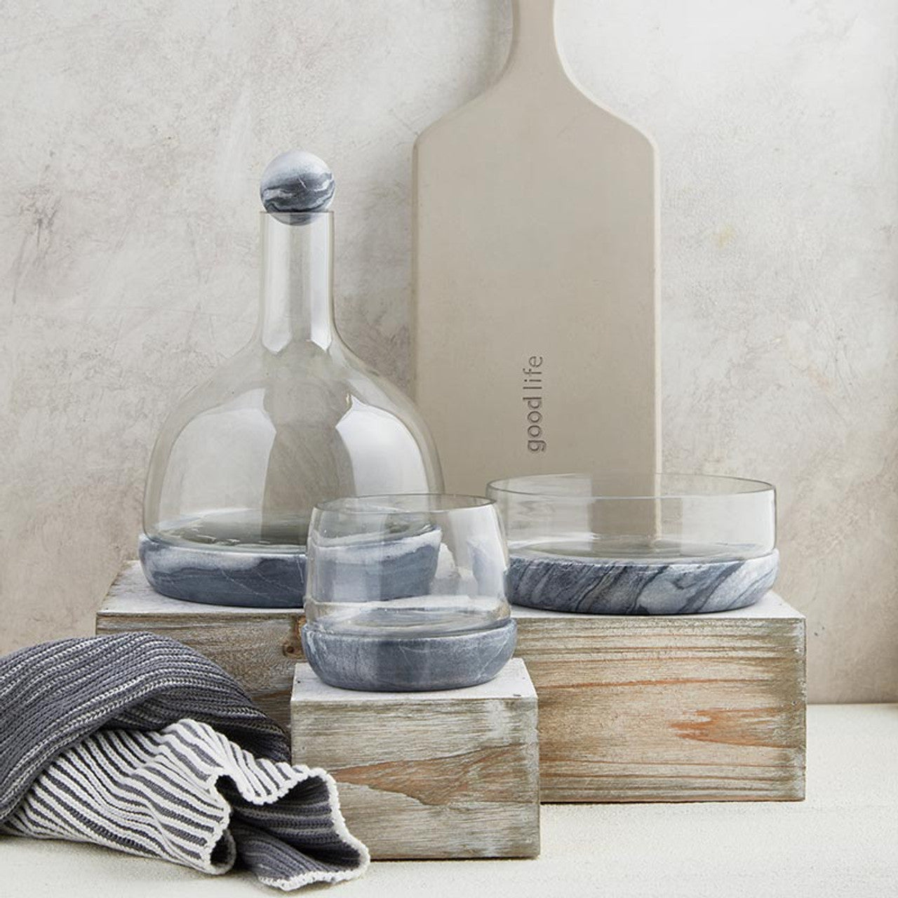Grey Marble and Glass Wine Carafe - Home Works