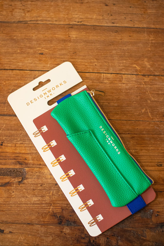 Vegan Leathr Pouch Grn/Navy - Home Works