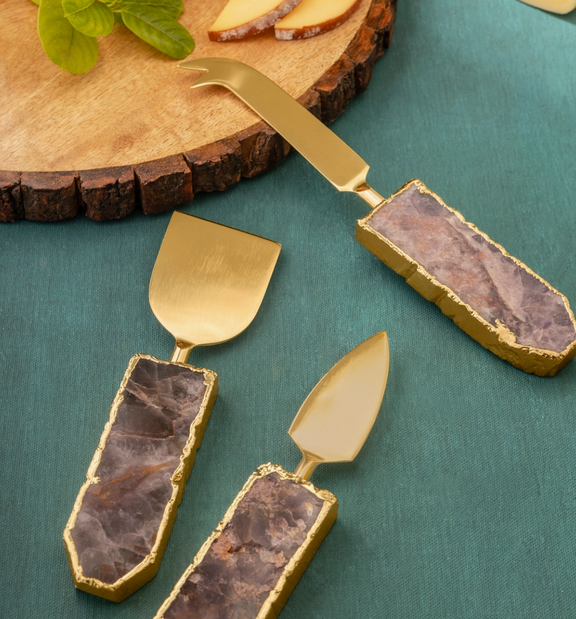 Brittany Amethyst Cheese Knives, Set of 3 - Home Works
