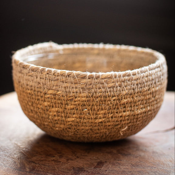 Grey Woven Seagrass Bowl - Home Works