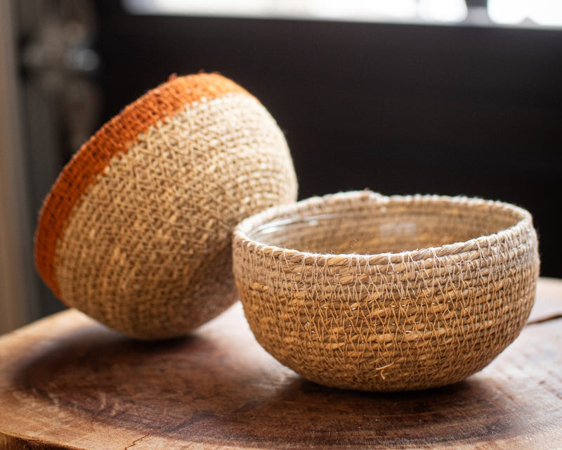 Rust Woven Seagrass Bowl - Home Works