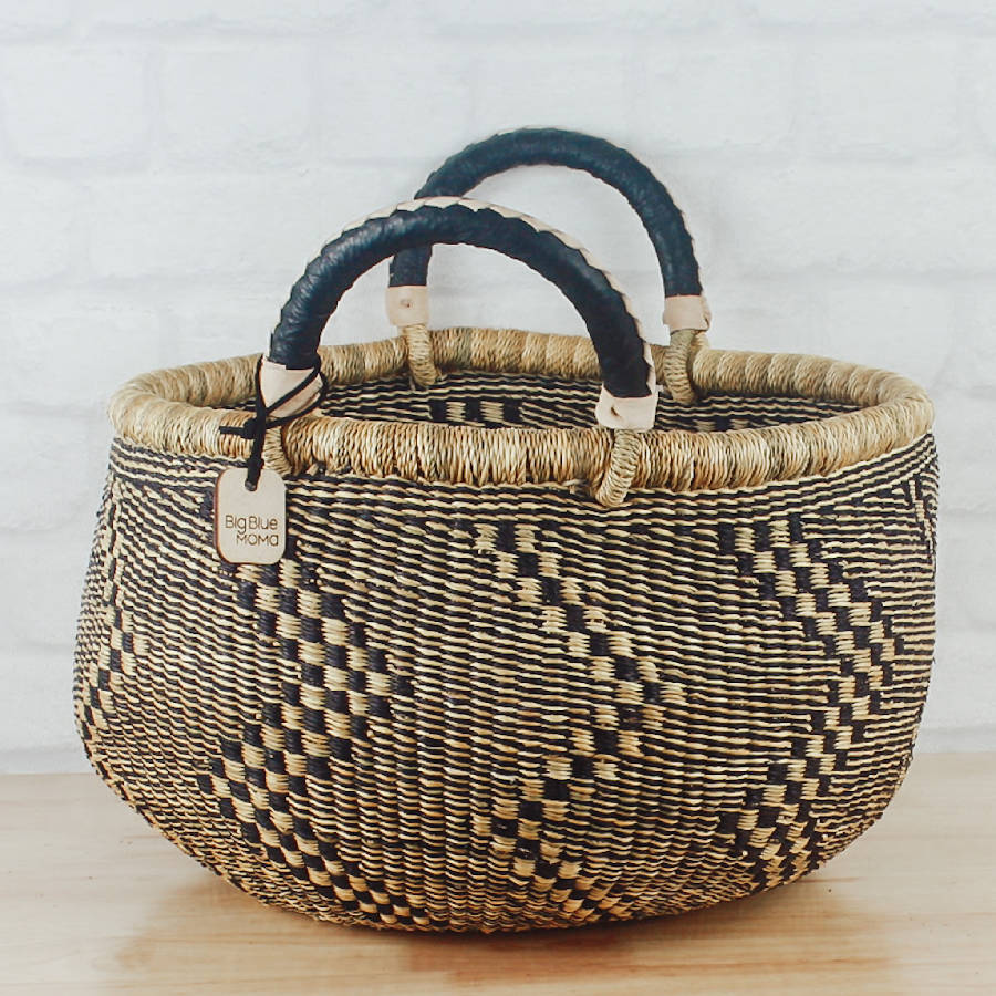 Bolga Baskets - Large Round Two Handle Natural Palette - Home Works
