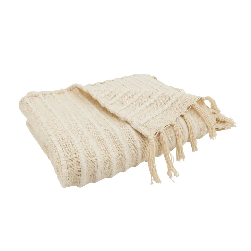 Ivory Chunky Stripe Throw - Home Works