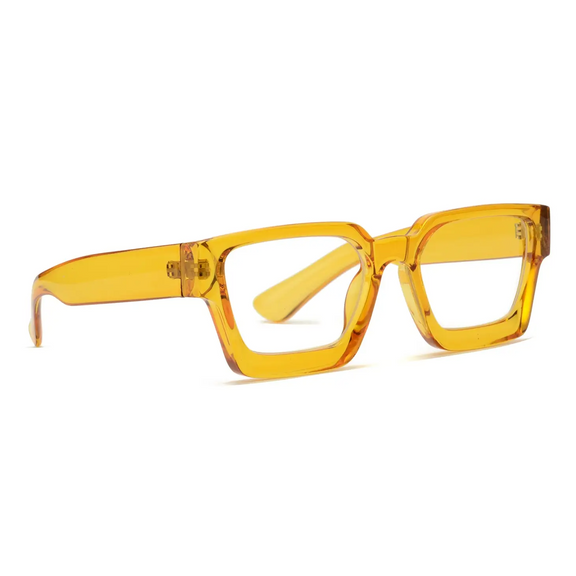 Blue Light Reading Glasses in Yellow - Home Works