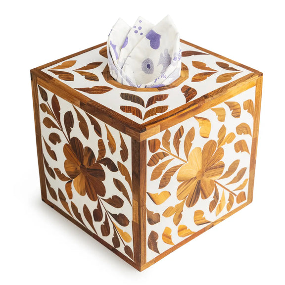 Jodhpur Wood Inlay Decorative Tissue Box Cover - Home Works