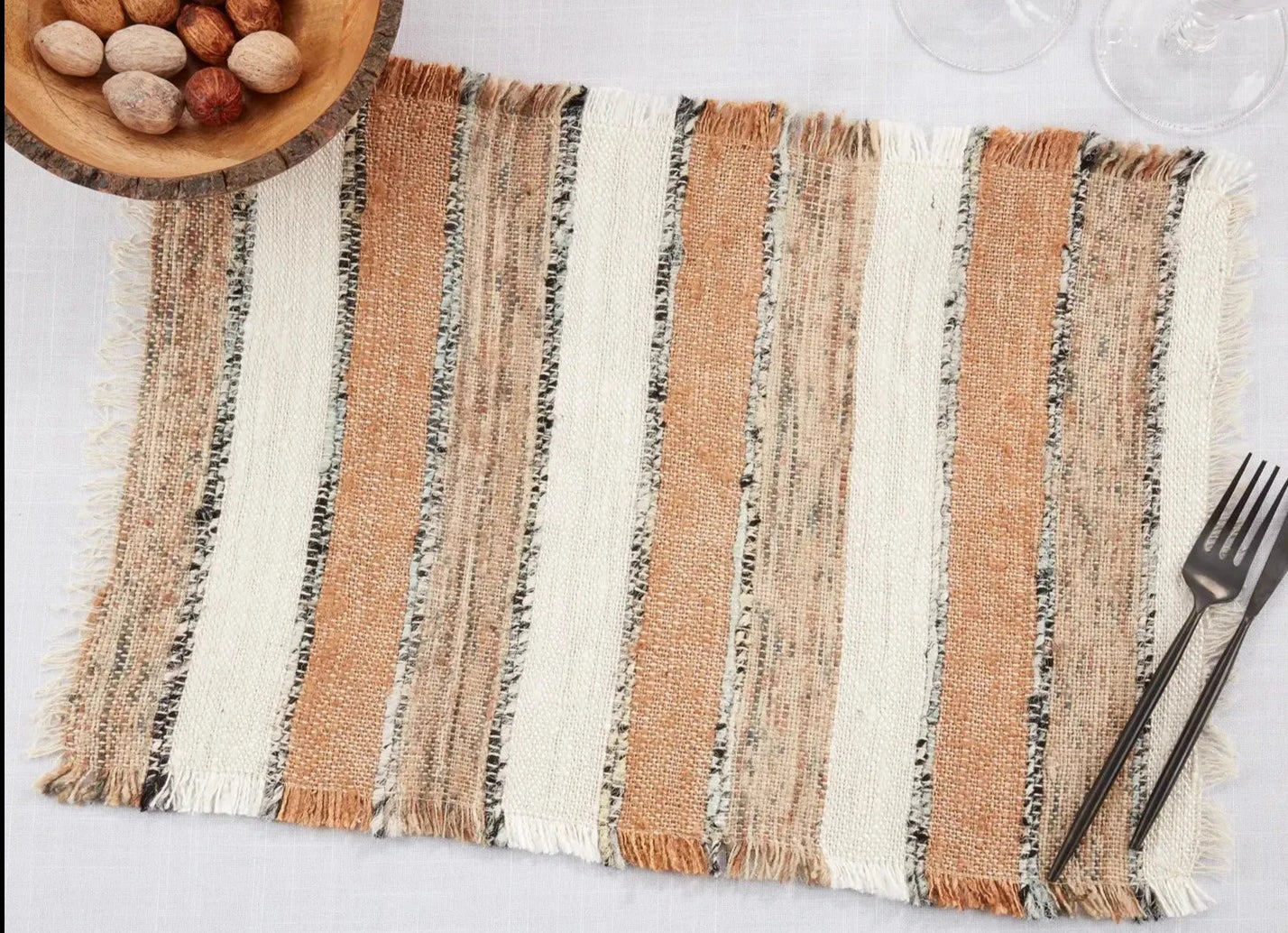 Natural Striped Placemat Set of 4 - Home Works