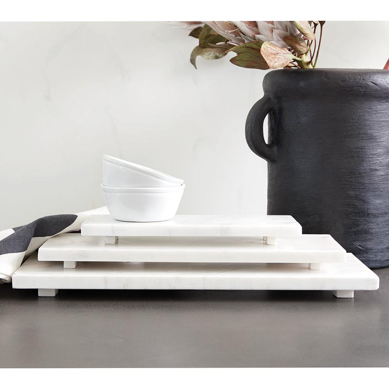 Large White Marble Tray - Home Works