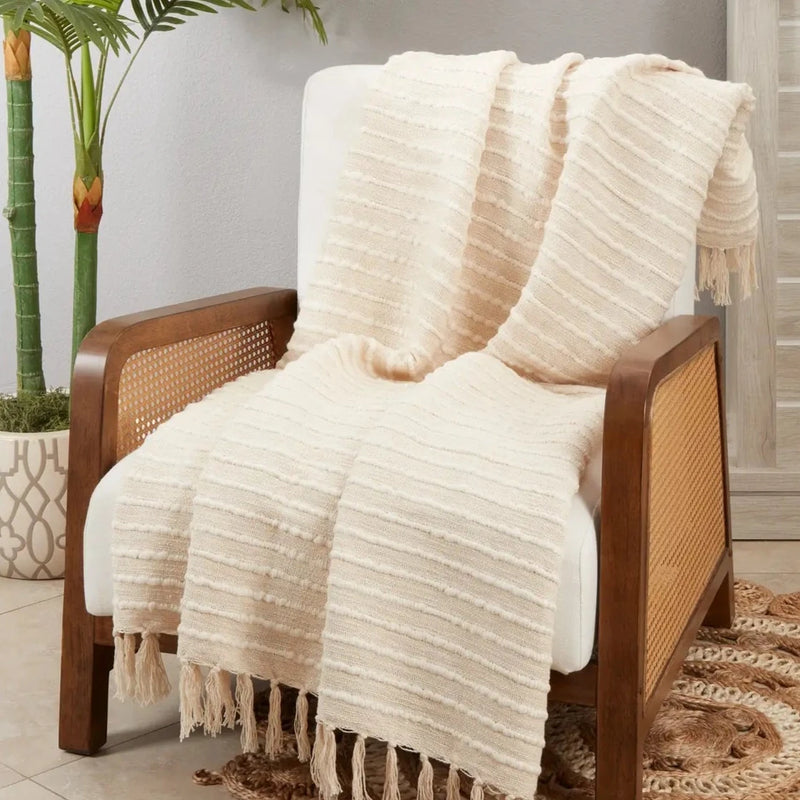 Ivory Chunky Stripe Throw - Home Works