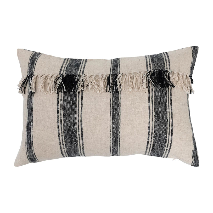 Woven Cotton Lumbar Pillow & Fringe - Home Works