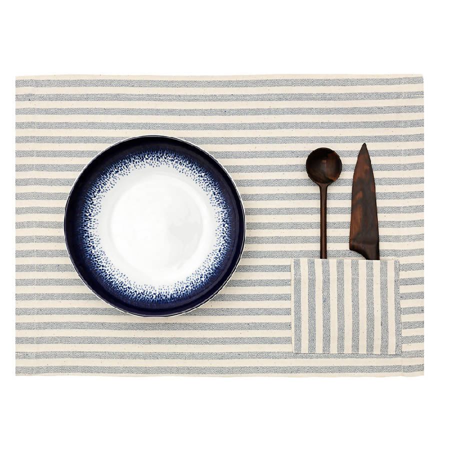 Placemats - Striped With Pocket / Set Of 4 - Home Works