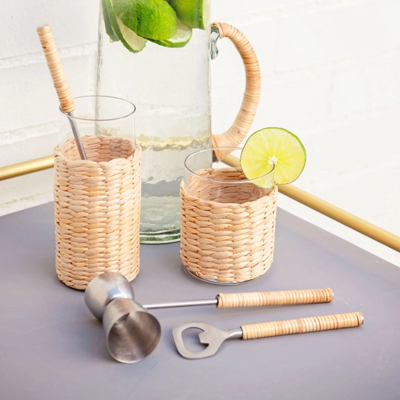 Cane Wrapped Bar Tool Set - Home Works