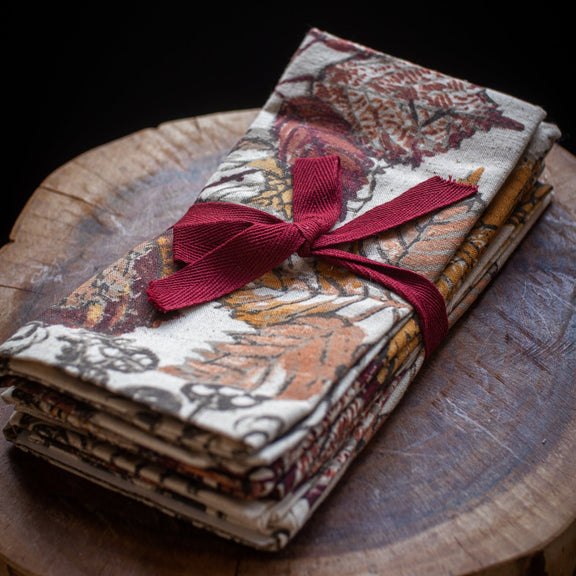 Set 4 Cotton Napkins - Leaves - Home Works