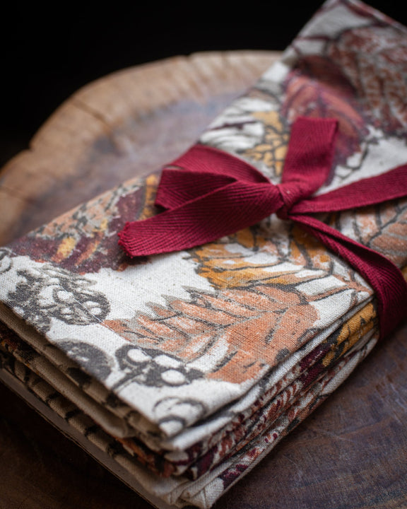 Set 4 Cotton Napkins - Leaves - Home Works