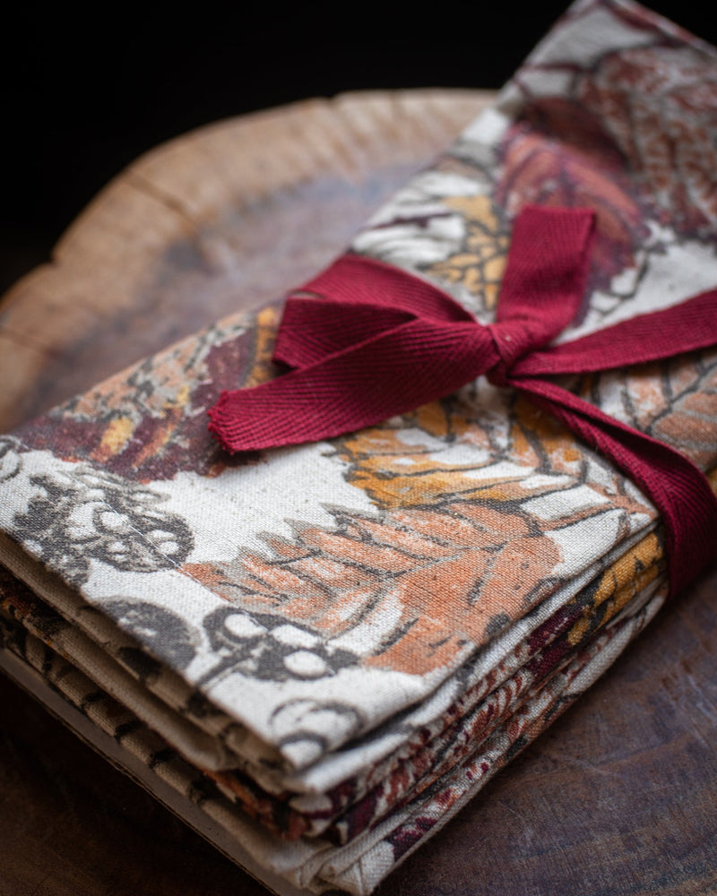 Set 4 Cotton Napkins - Leaves - Home Works